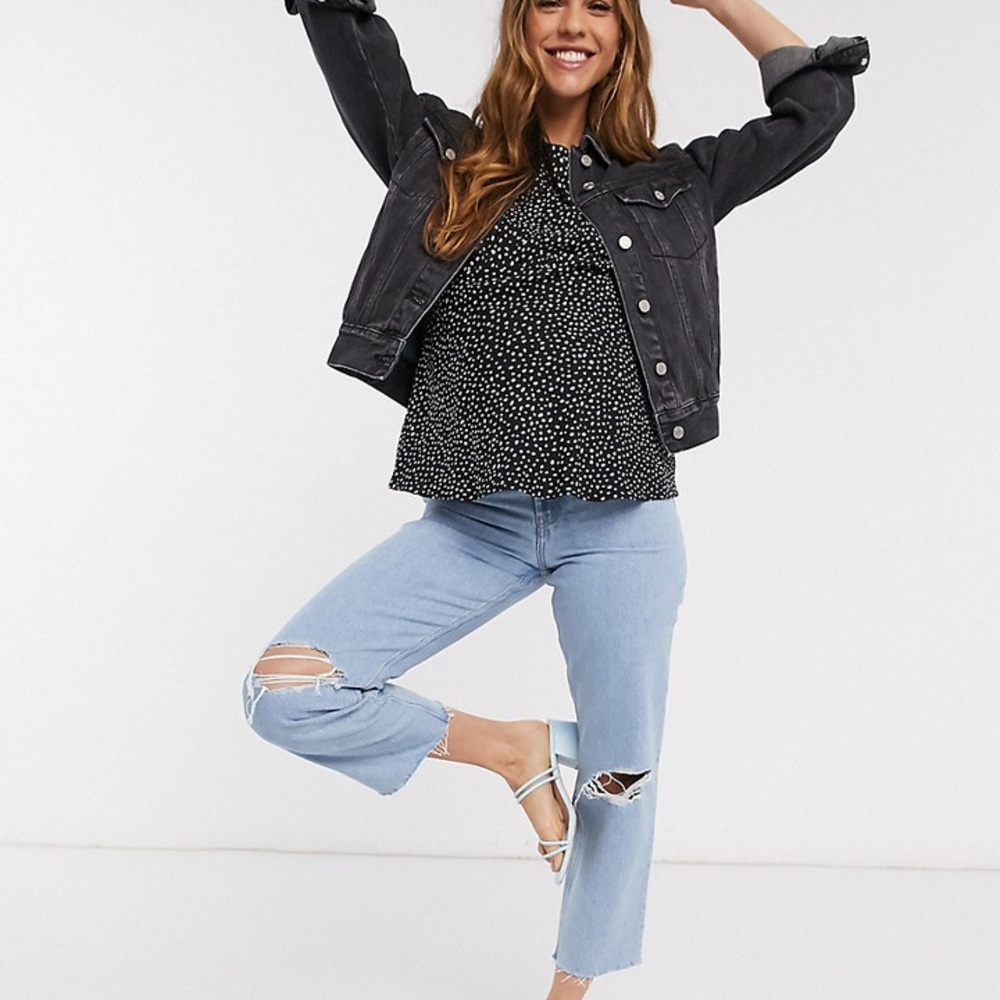 ASOS Design Maternity Side Panel Raw Hem Cropped